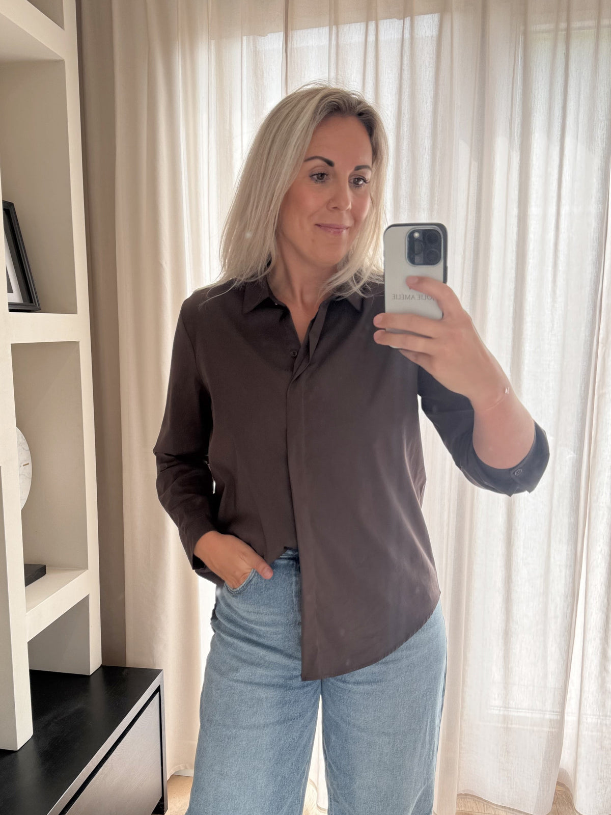 Maëlle - Basis blouse stretch - bruin