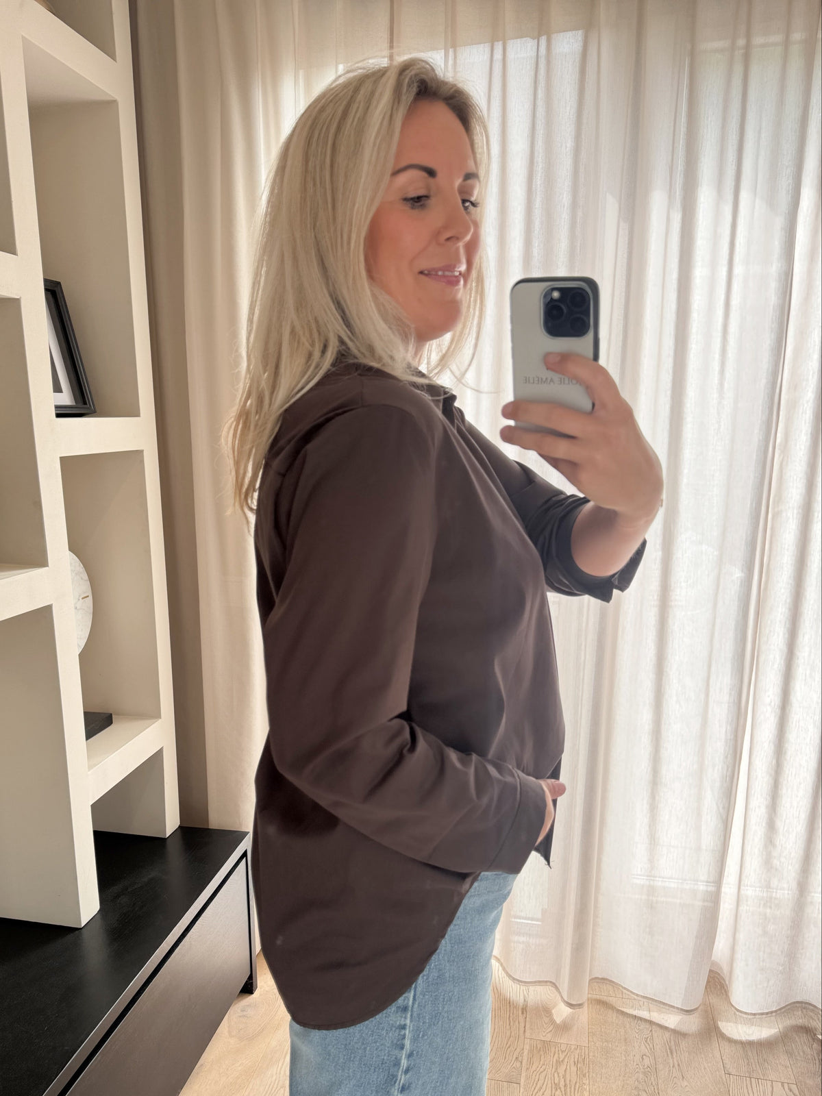 Maëlle - Basis blouse stretch - bruin