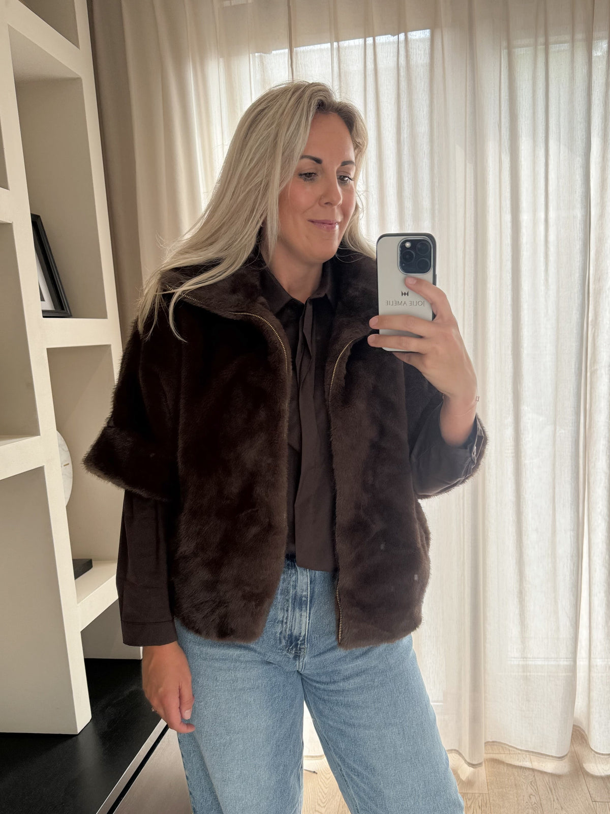 Rowan - Faux fur bodywarmer - expresso bruin