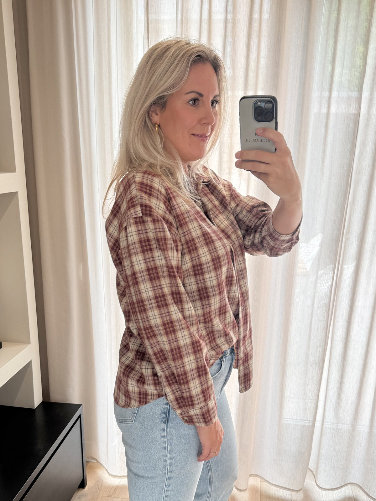 Soline - Ruit blouse Iconic - bordeaux
