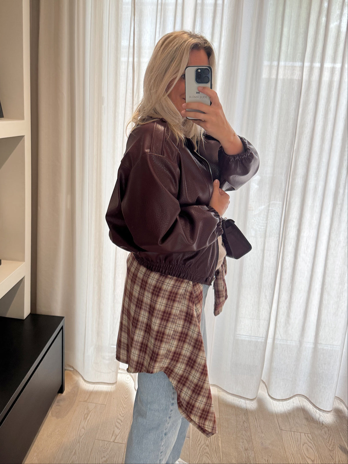 Soline - Ruit blouse Iconic - bordeaux