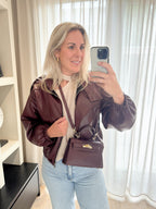 Lena - PU bikerjack - bordeaux