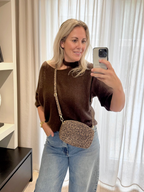 Violette - Alpaca trui offshoulder - bruin