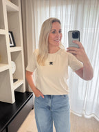 Cece - T-shirt glitter detail - beige