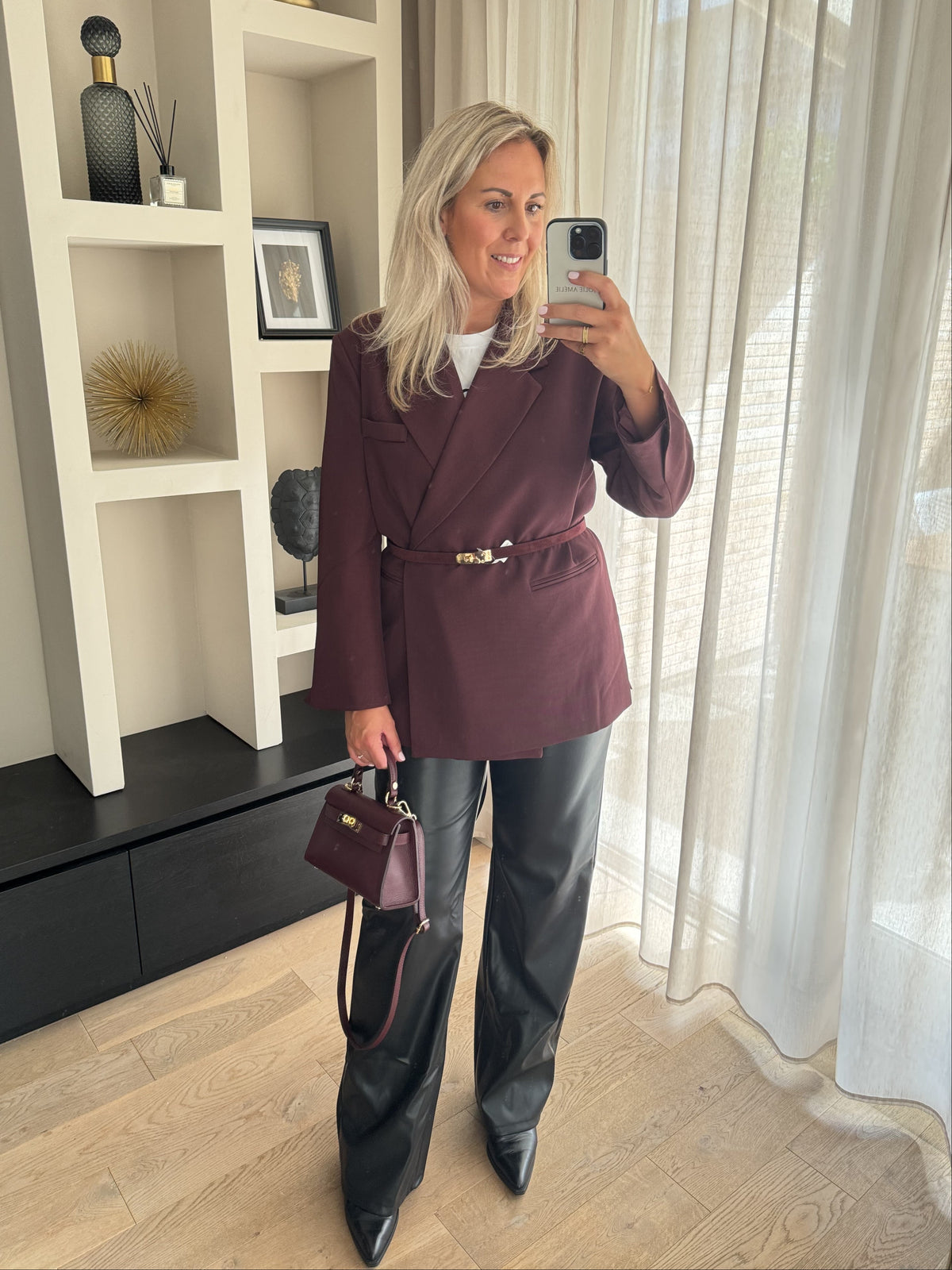Bertille - PU broek wide leg - zwart