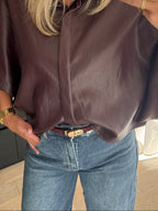 Garcia - Suede riem gouden gesp - bordeaux