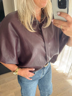 Manon - Ballonblouse PU - aubergine paars