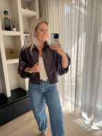 Manon - Ballonblouse PU - aubergine paars