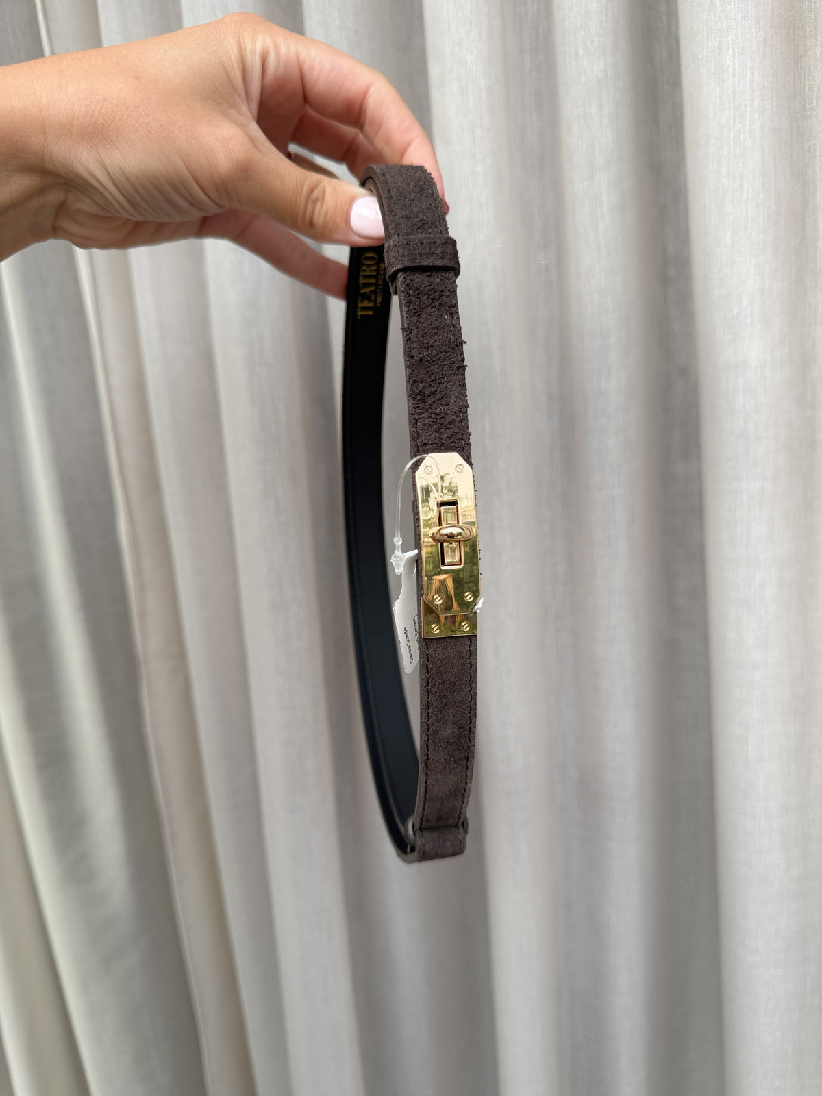 Garcia - Suede riem gouden gesp - bruin