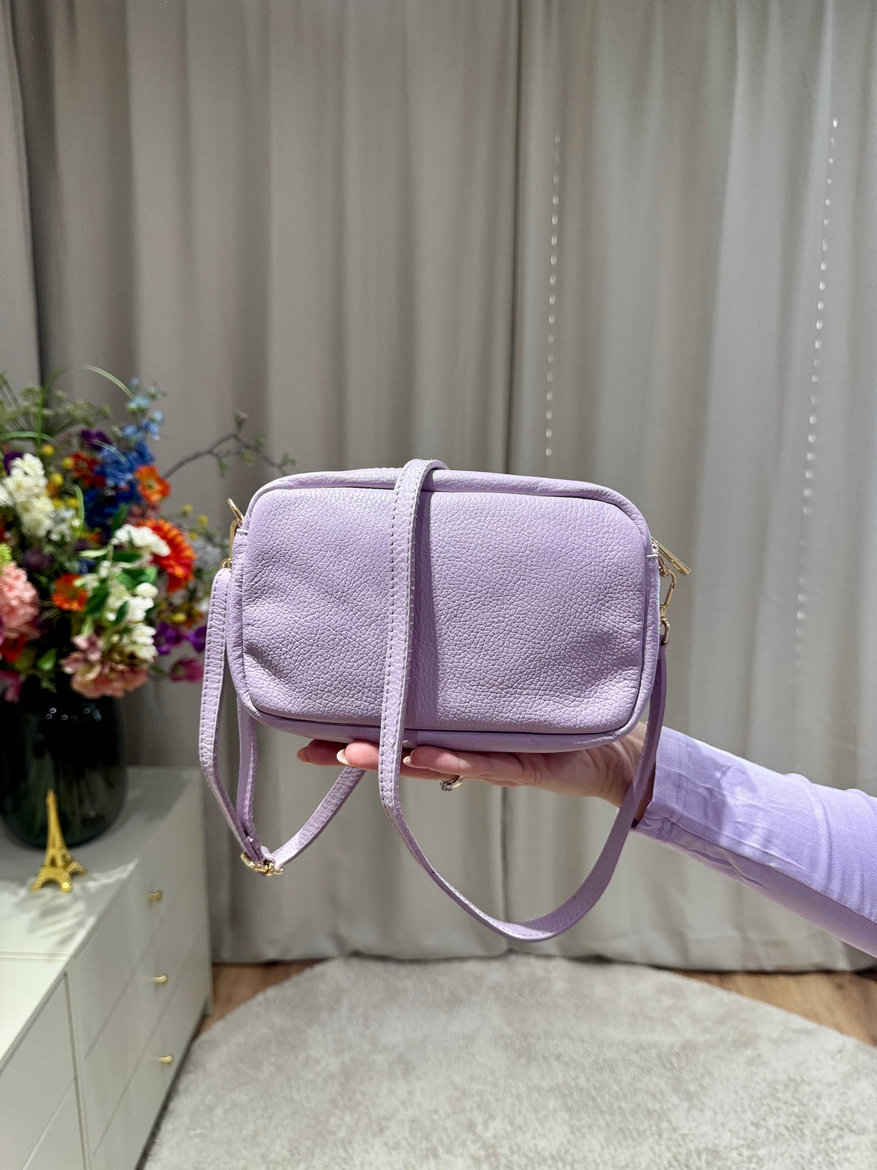 Lila leren tas Irene met gouden rits van Jolie Amélie