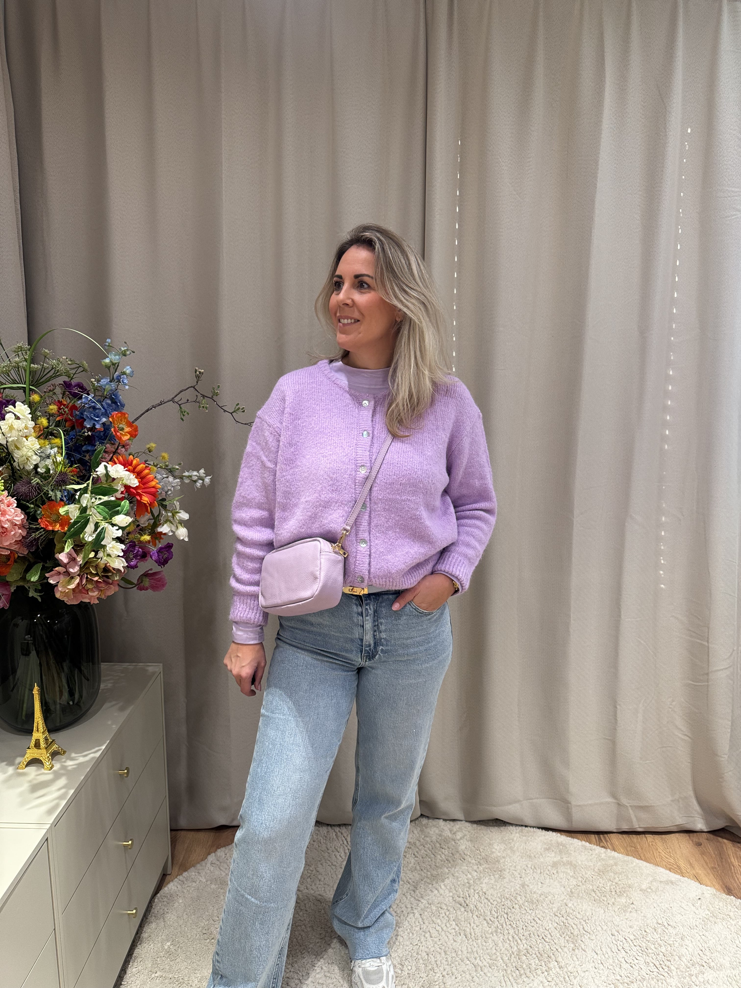 Lila leren tas Irene met gouden rits van Jolie Amélie