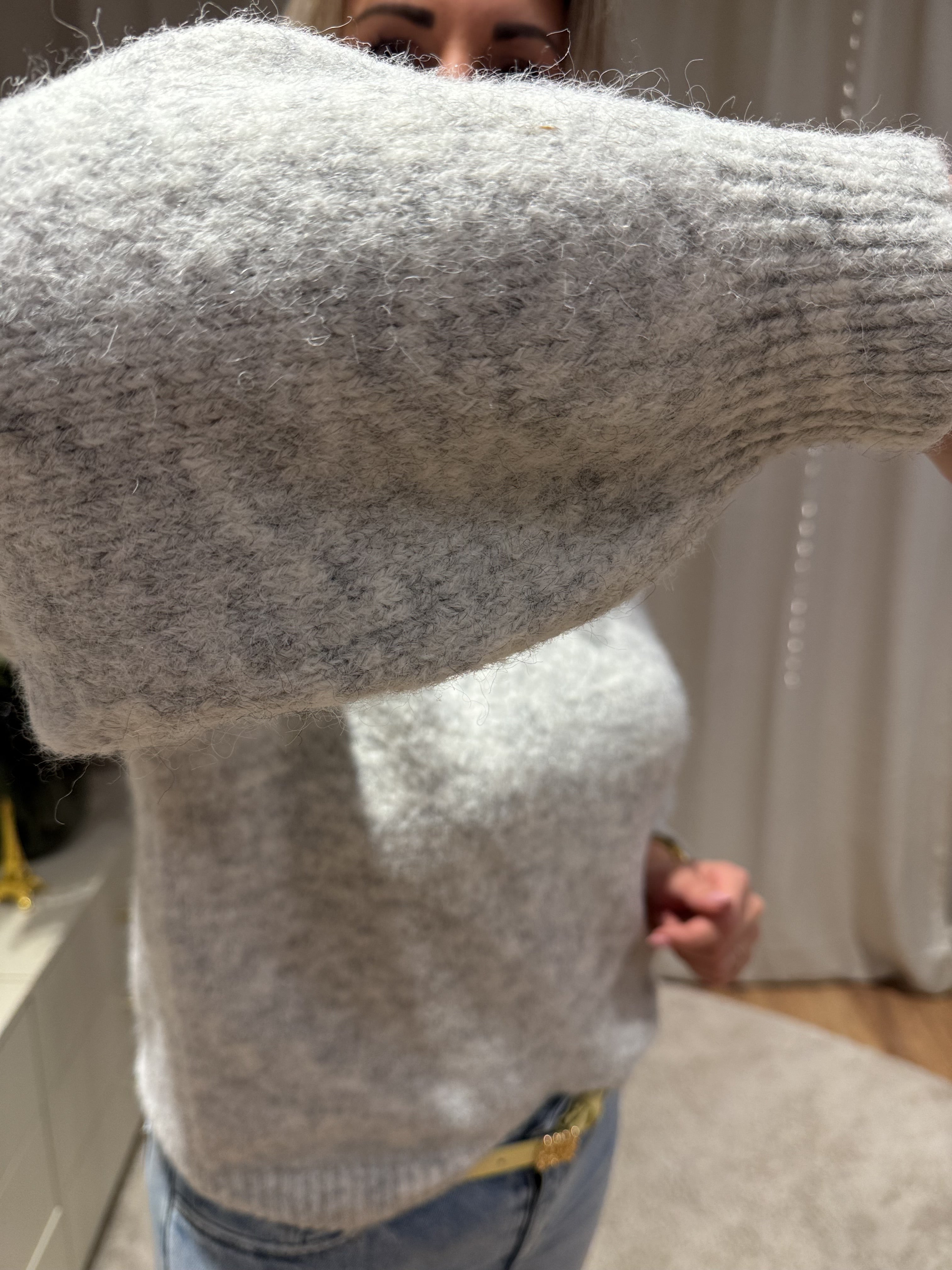 Lichtgrijze gebreide trui Jolie van Jolie Amélie