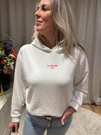 Witte oversized hoodie Marais met Le Marais Paris opdruk van Jolie Amélie