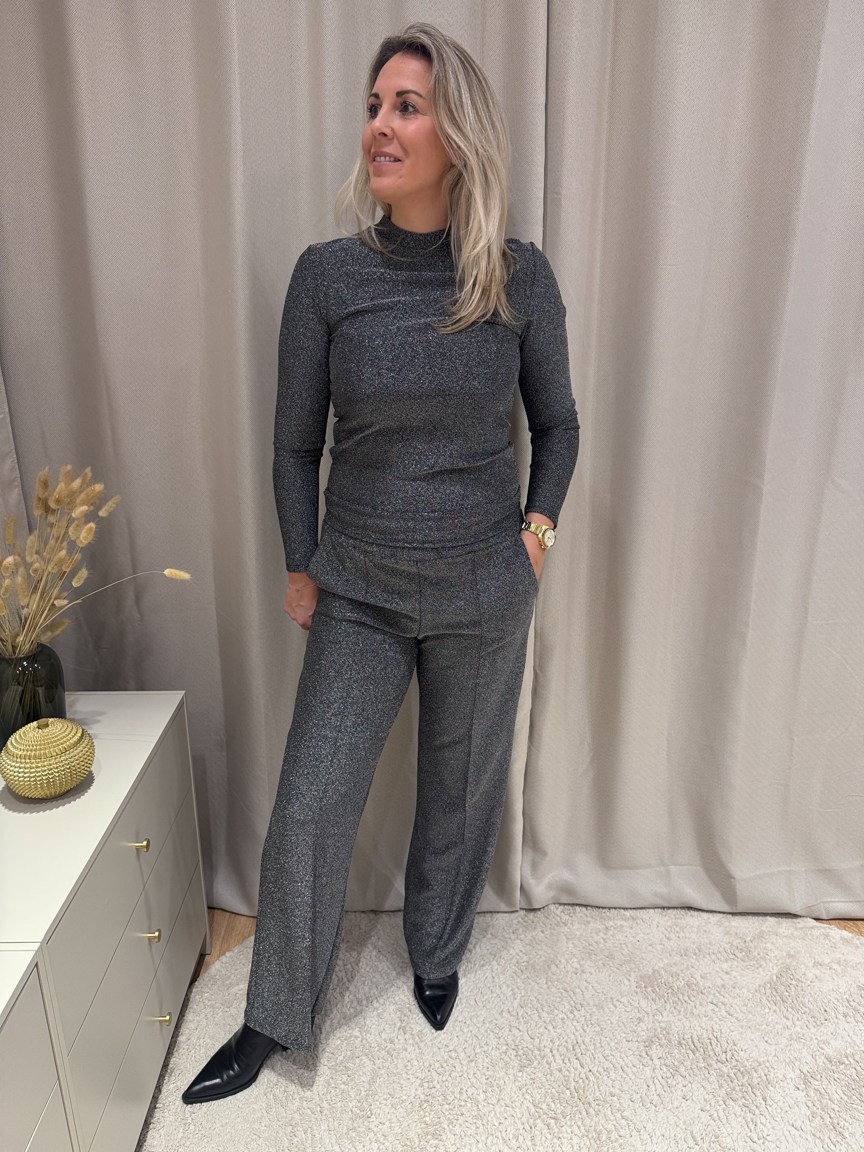 Zwart-zilveren glitter pantalon Lonneke van Jolie Amélie