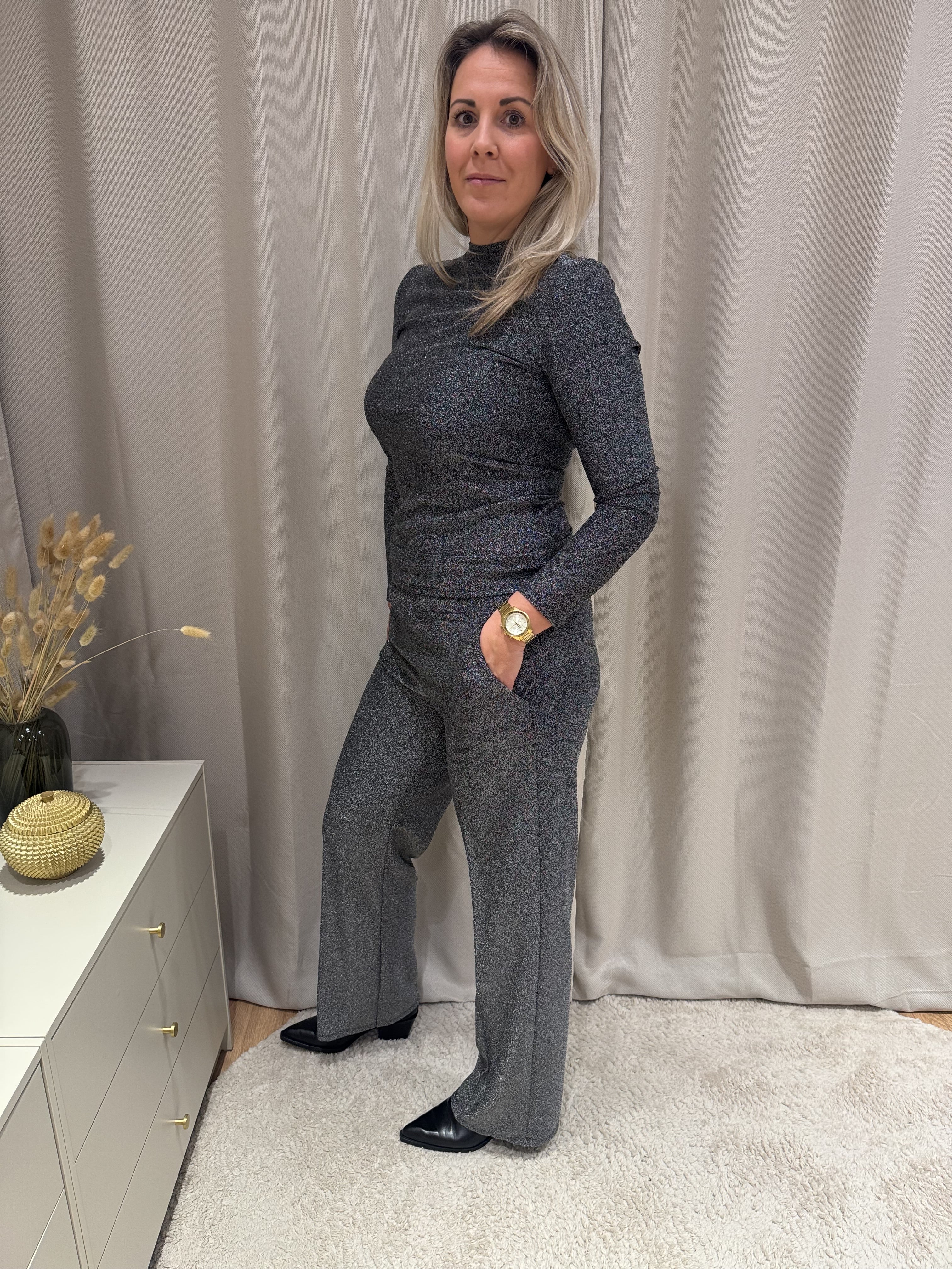Zwart-zilveren glitter pantalon Lonneke van Jolie Amélie